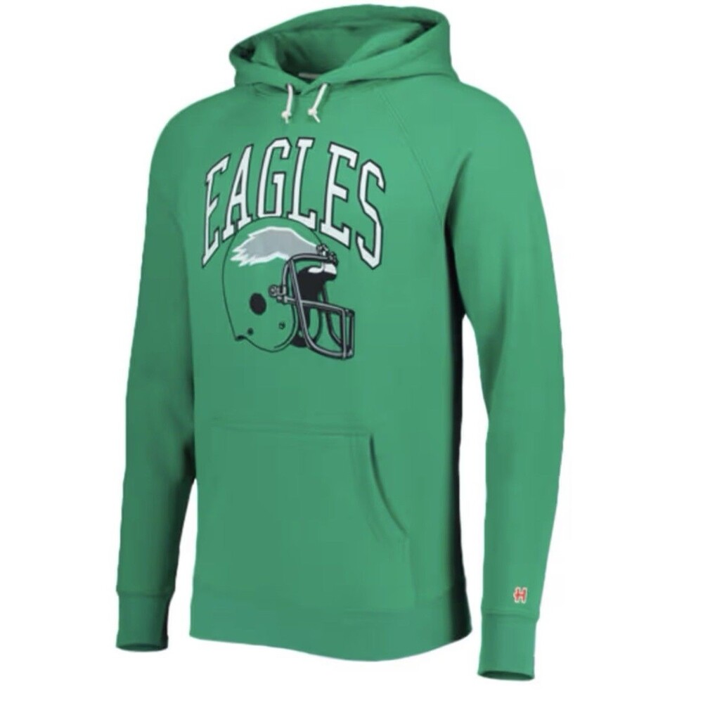 Homage Vintage Style Philadelphia Eagles Kelly Green Retro Hoodie Sweatshirt L